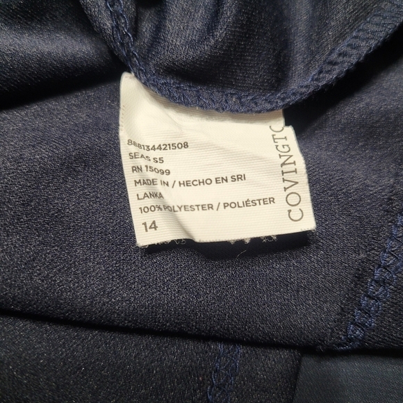 Covington Dark Navy Blue Chiffon Sleeveless Midi Dress Size 14 - Picture 4 of 7